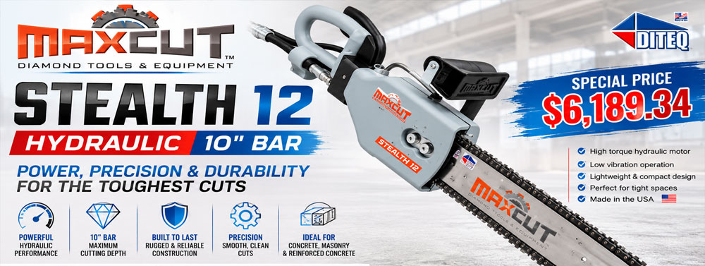MaxCut Stealth 12 Hydraulic Chainsaw with 10 Inch Bar