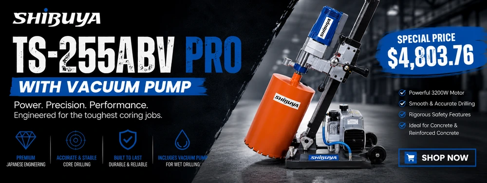 Shibuya TS-255ABV Pro Core Drill with Vacuum Pump